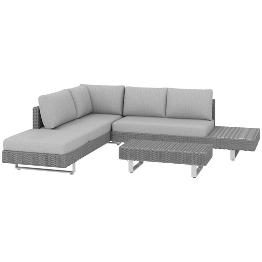 Three-Piece Rattan Sofa Set, with Cushions