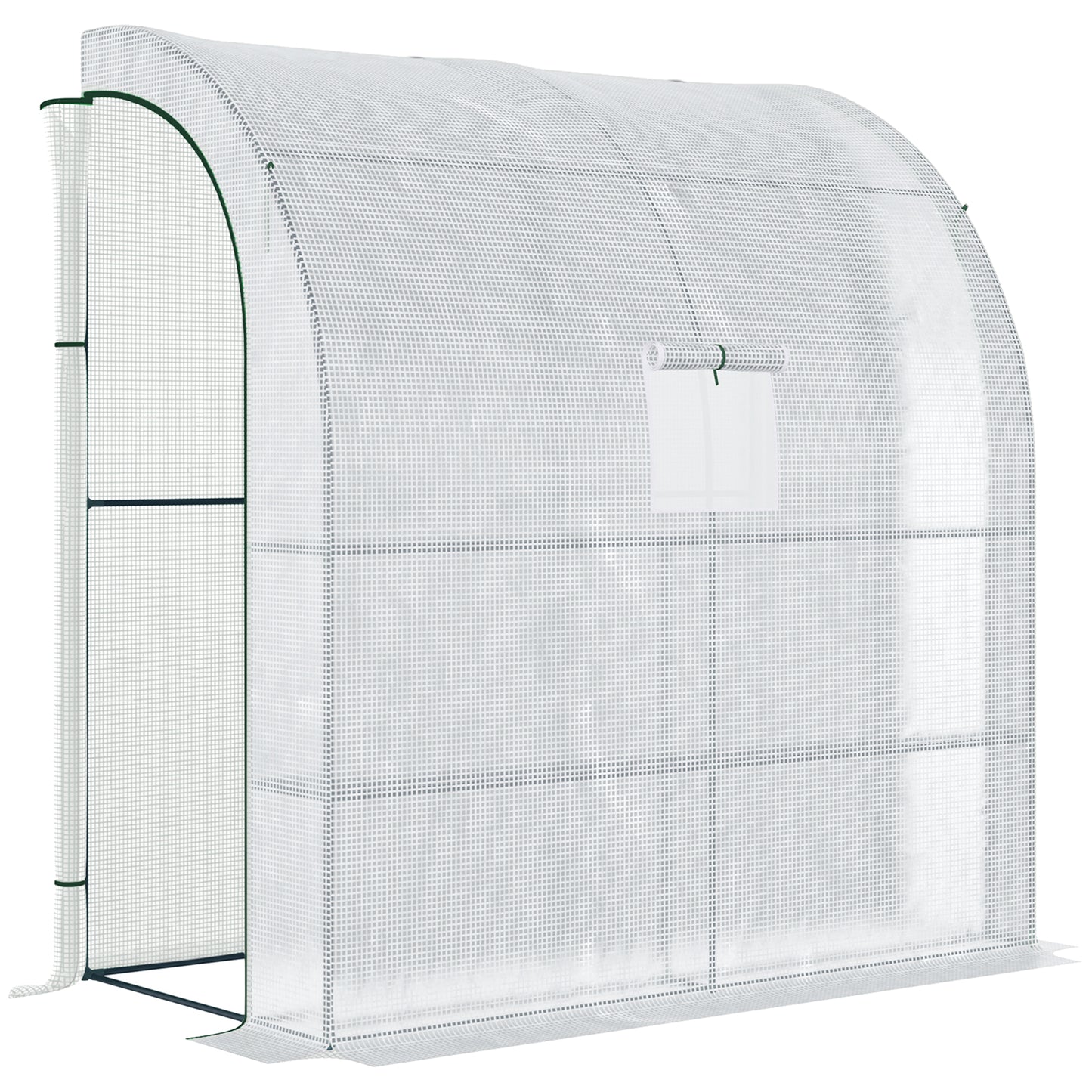 Walk-In Lean to Wall Greenhouse with Windows and Doors