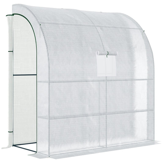 Walk-In Lean to Wall Greenhouse with Windows and Doors