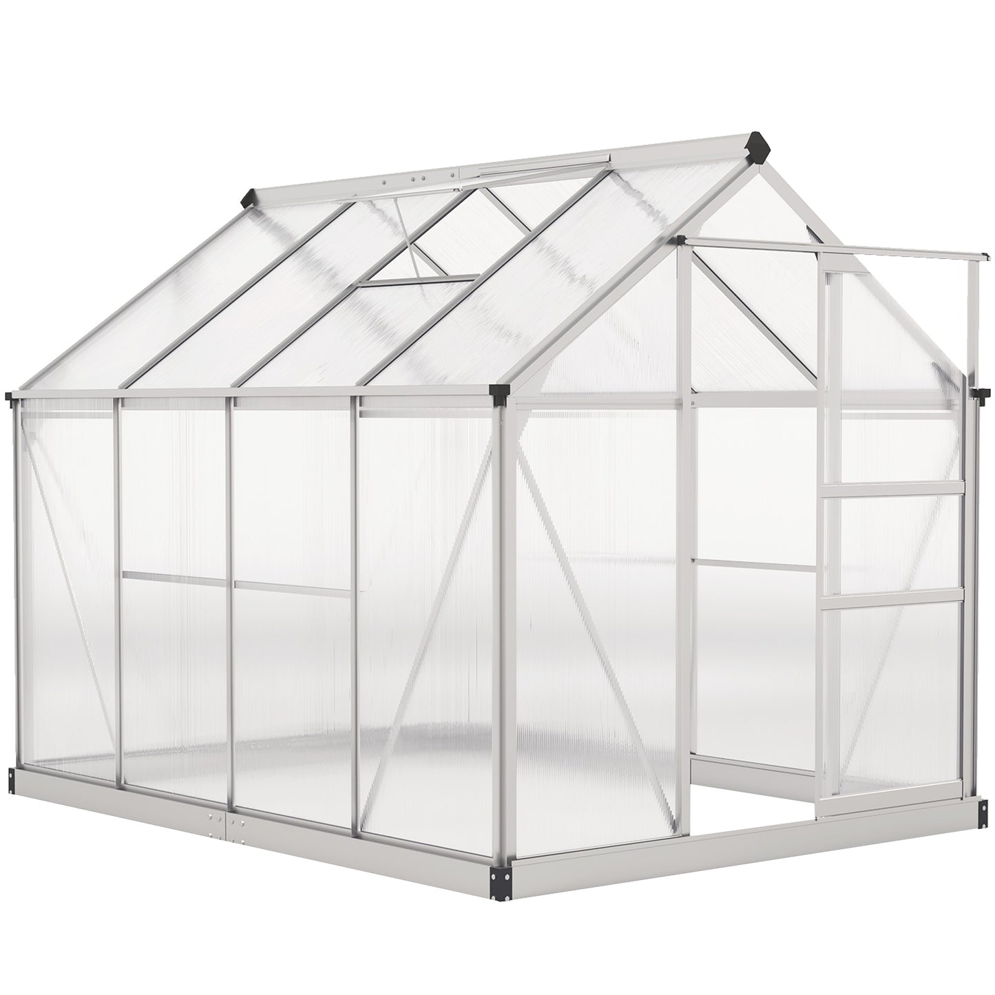 6 x 8ft Walk-In Greenhouse, with Sliding Door