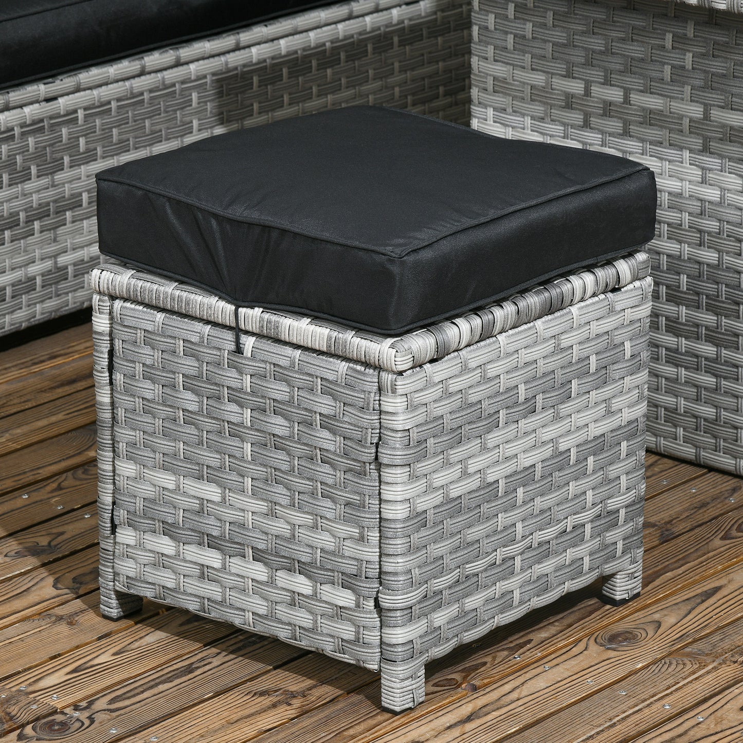 5-Piece Rattan Patio Furniture Set with Corner Sofa, Footstools (1)