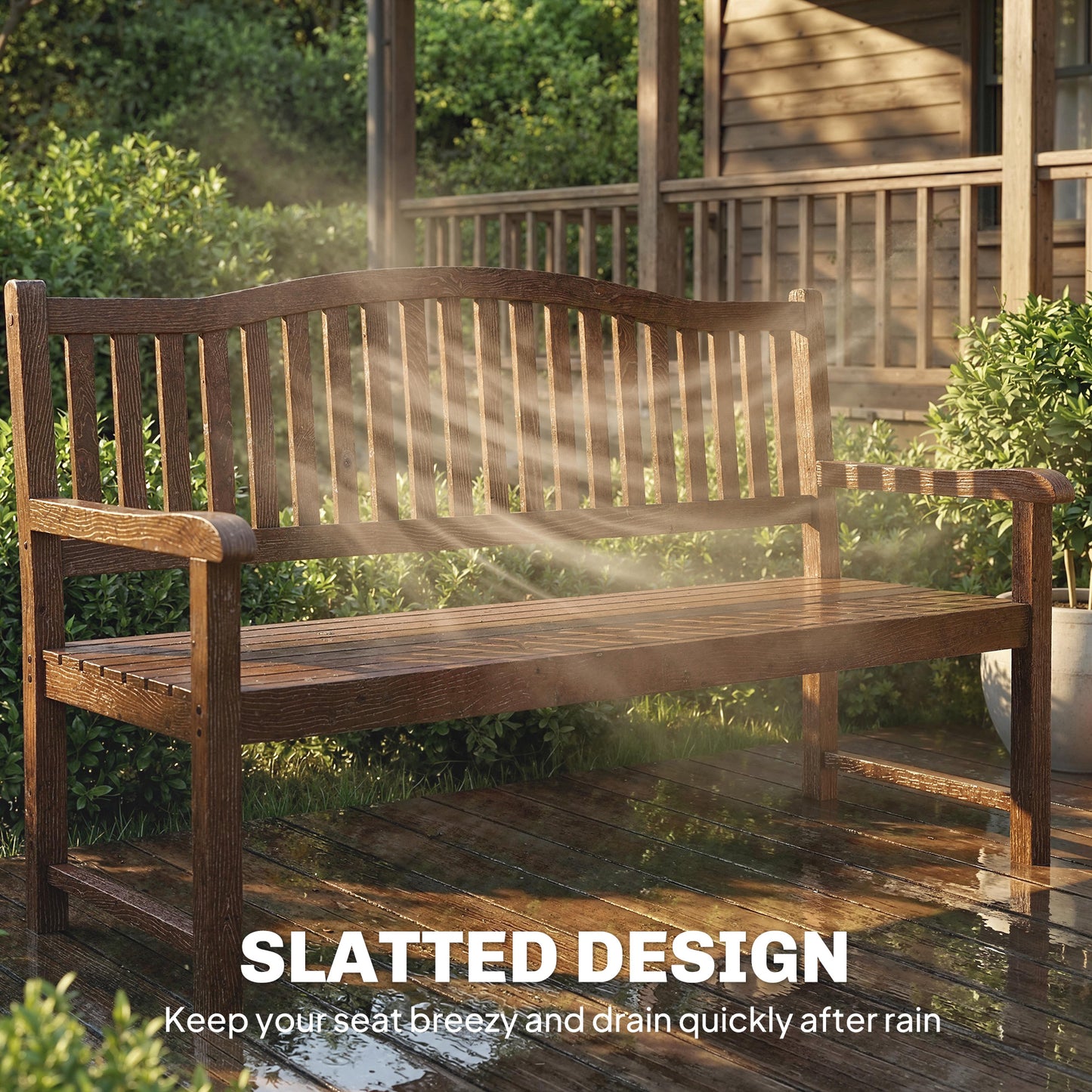 Garden Loveseat Bench, 2-3 Seater Outdoor Bench with Liftable Table