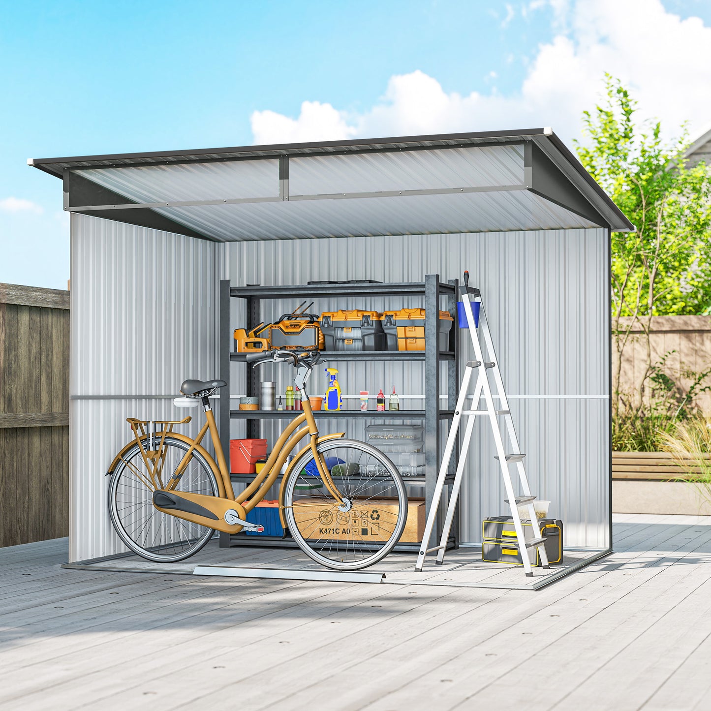 9ft x 6.5ft Garden Storage Shed with Top Window
