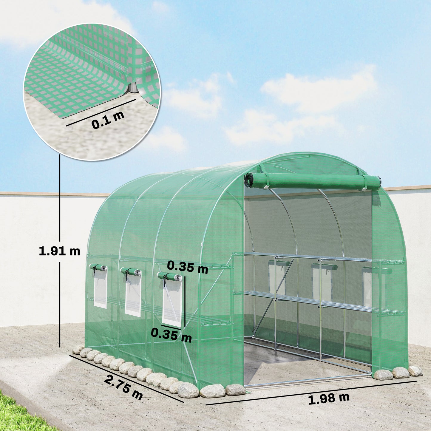 Walk-in Greenhouse with Shelves (1)
