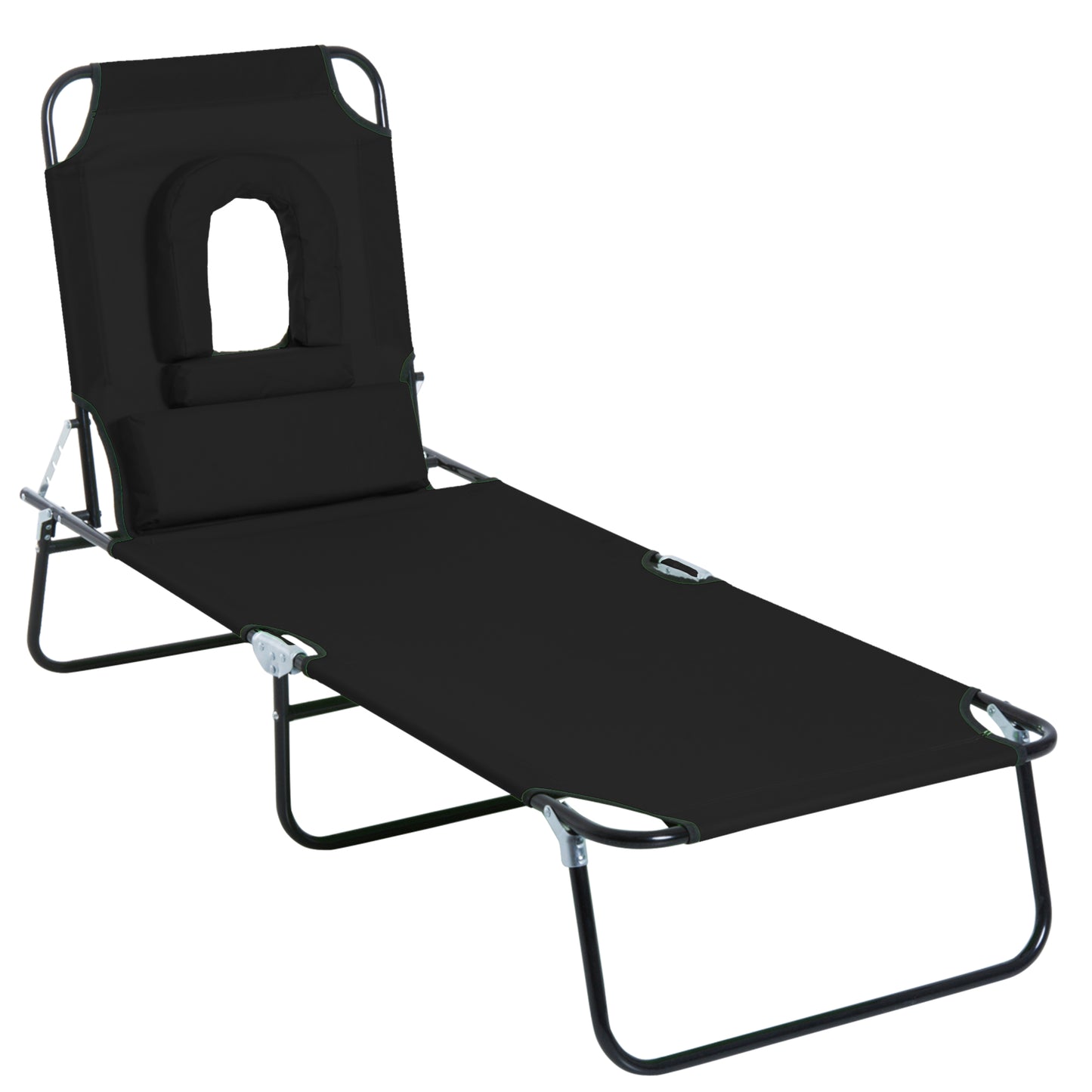 Outdoor Folding Sun Lounger with Face Hole