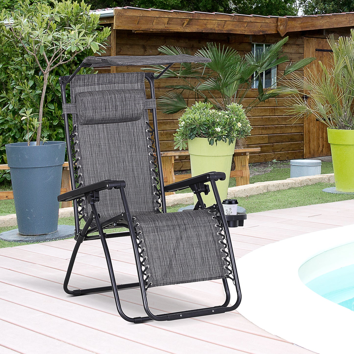 Foldable Reclining Garden Chair with Headrest