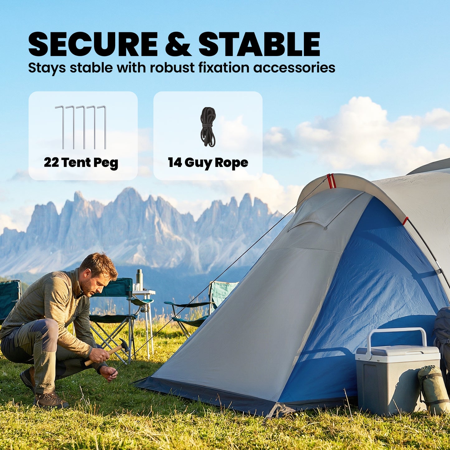 Family Camping Tent 3000mm Waterproof Windproof Tunnel Tent 8-12 (1)