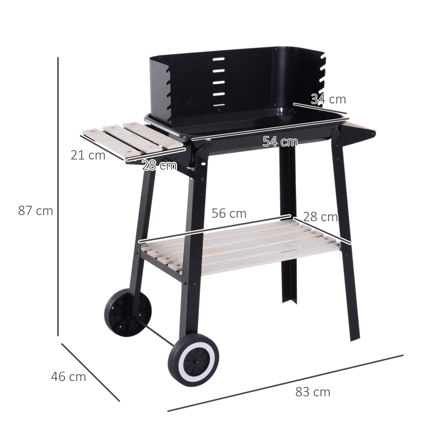 Trolley Charcoal BBQ Barbecue Grill Outdoor Patio Garden Heating
