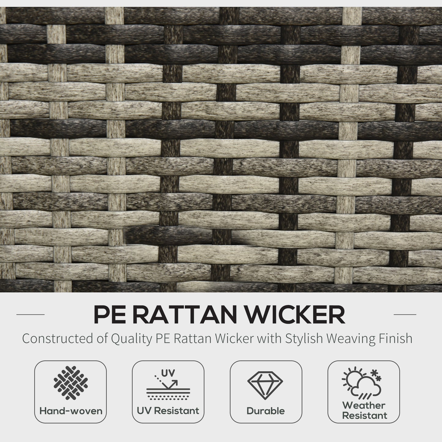 Rattan Garden Sofa Set, 4-Seater Wicker Sectional for Garden