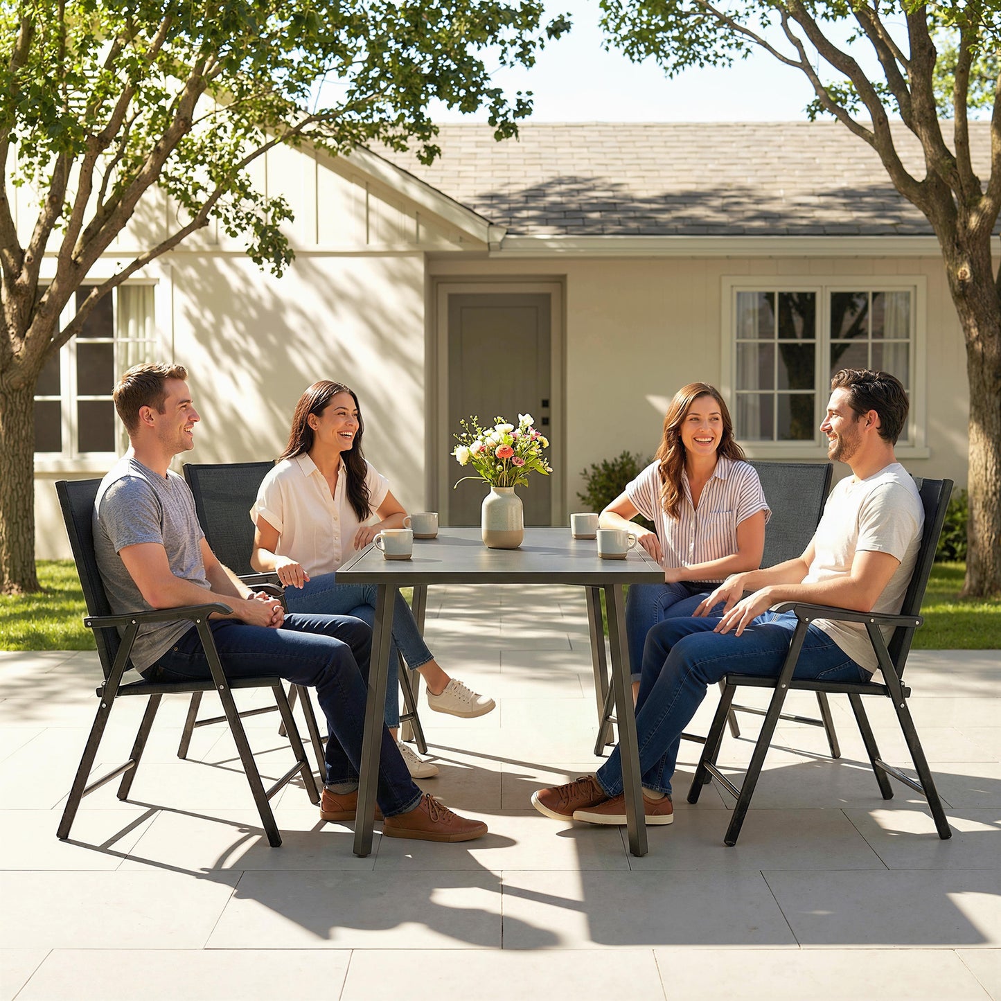 Folding Garden Chairs , Foldable Garden Dining Chairs with High Back