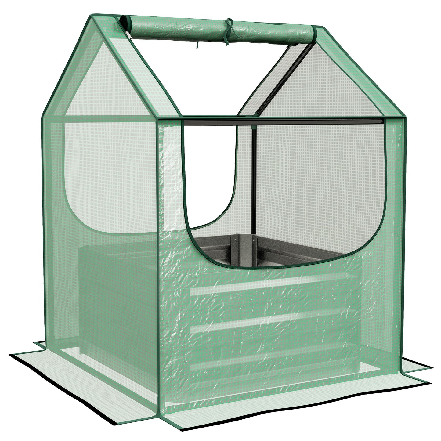 61 x 61cm Garden Planter Bed, with Cover - Green and