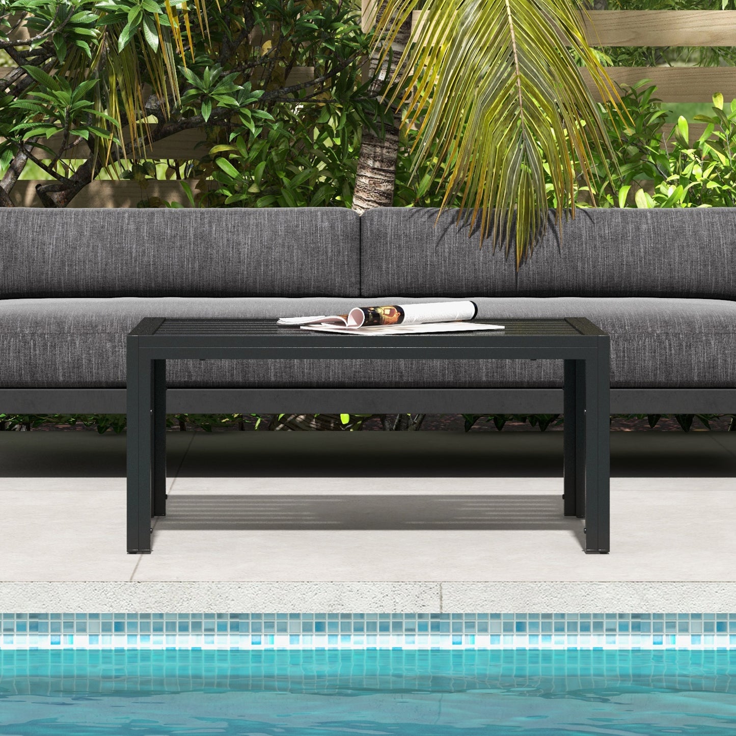Outdoor Side Table, Rectangular Patio Coffee Side Table