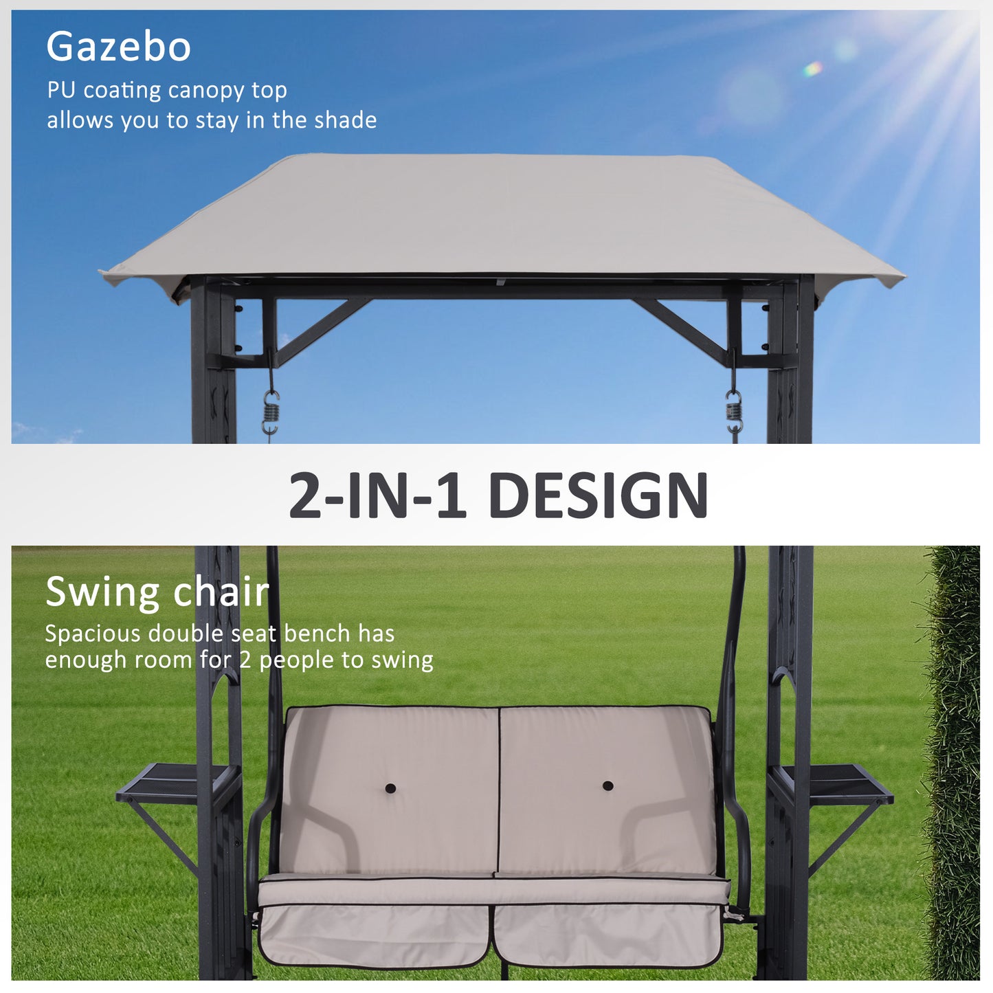 Outdoor Garden 2 Seater Canopy Swing Chair Seat Porch Loveseat