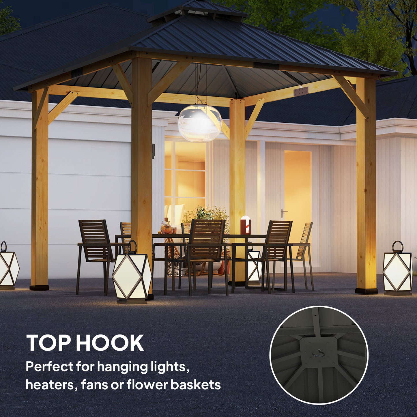 3x(3)M Outdoor Hardtop Gazebo Canopy with 2-Tier Roof