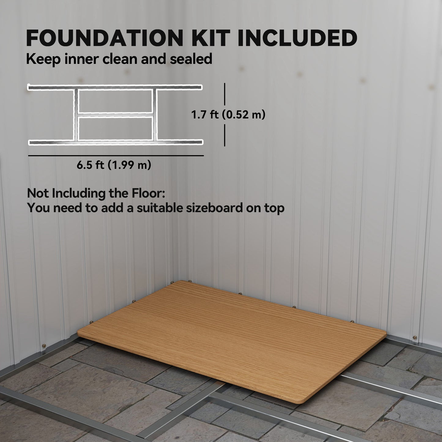 7 x 4ft Galvanised Steel Garden Shed, with Foundation Kit