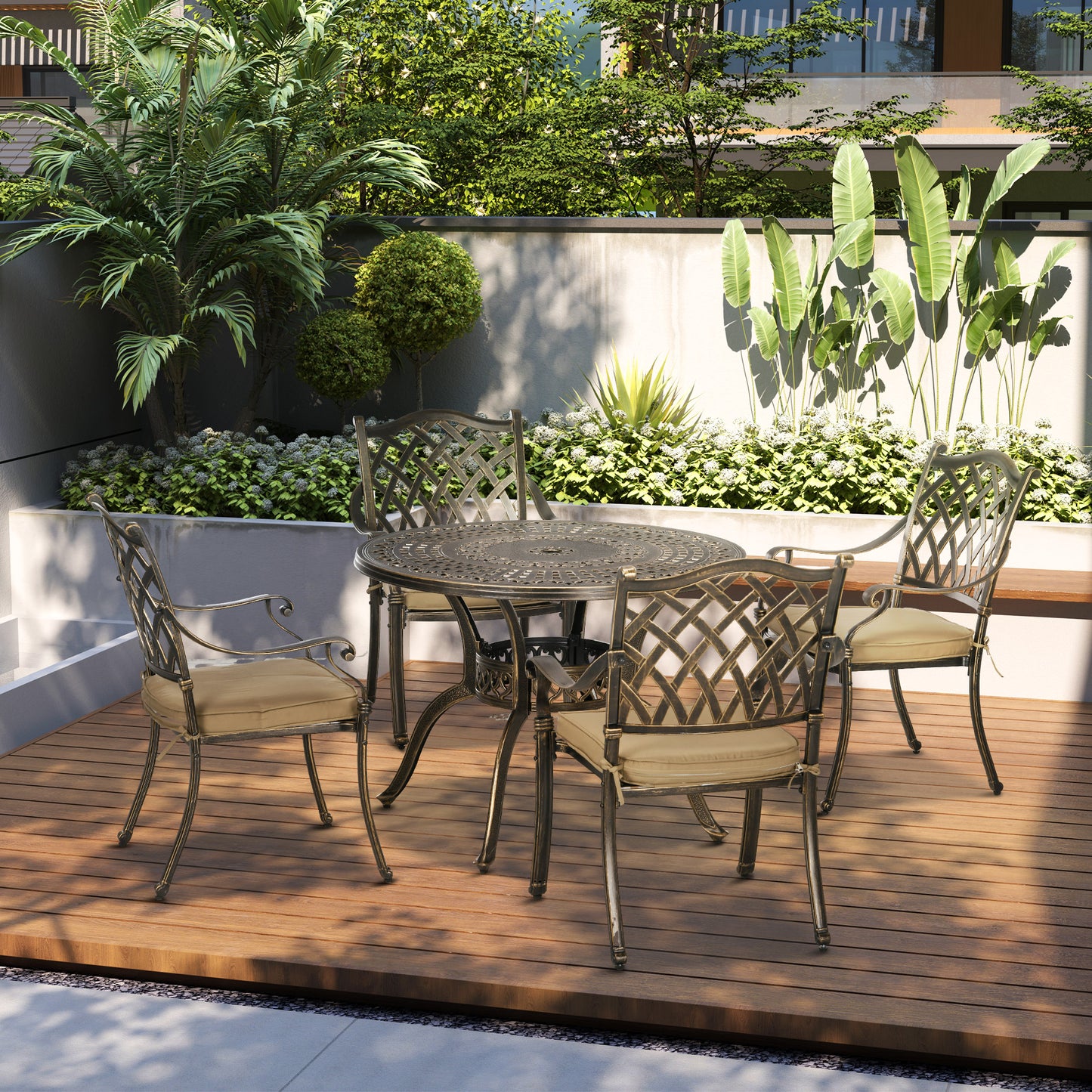 4 Seater Outdoor Dining Set Antique Cast Aluminium Garden Furniture