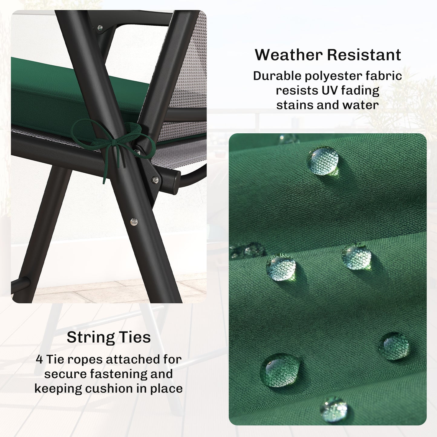 Set of 6 Chair Cushion Seat Pads Dining Chair w/ Straps