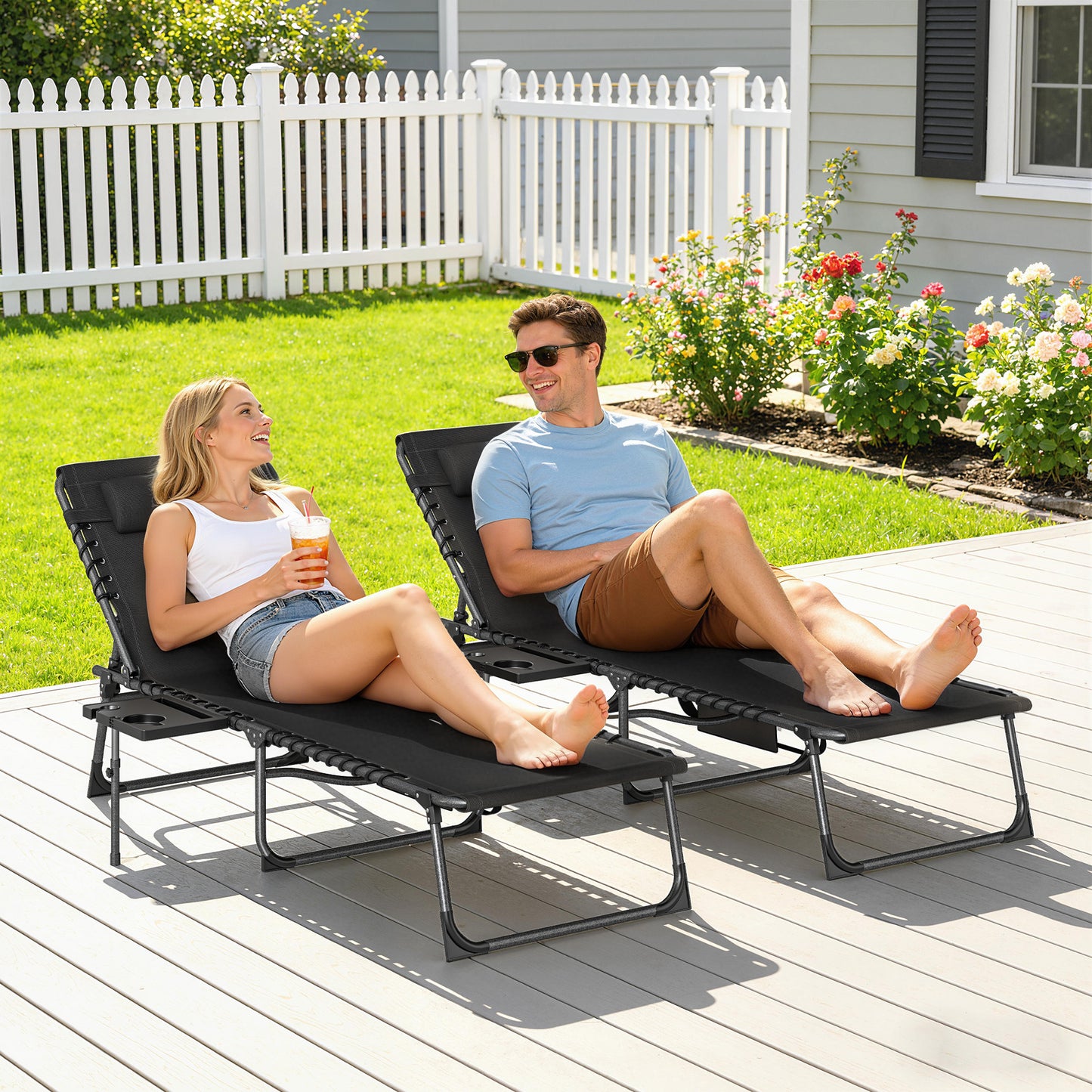Five-Position Reclining Sun Loungers Set of 2