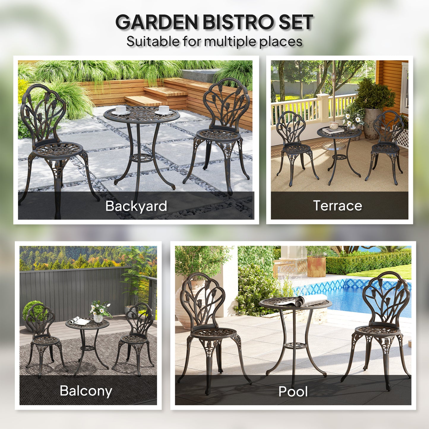 3 Piece Patio Bistro Set for 2