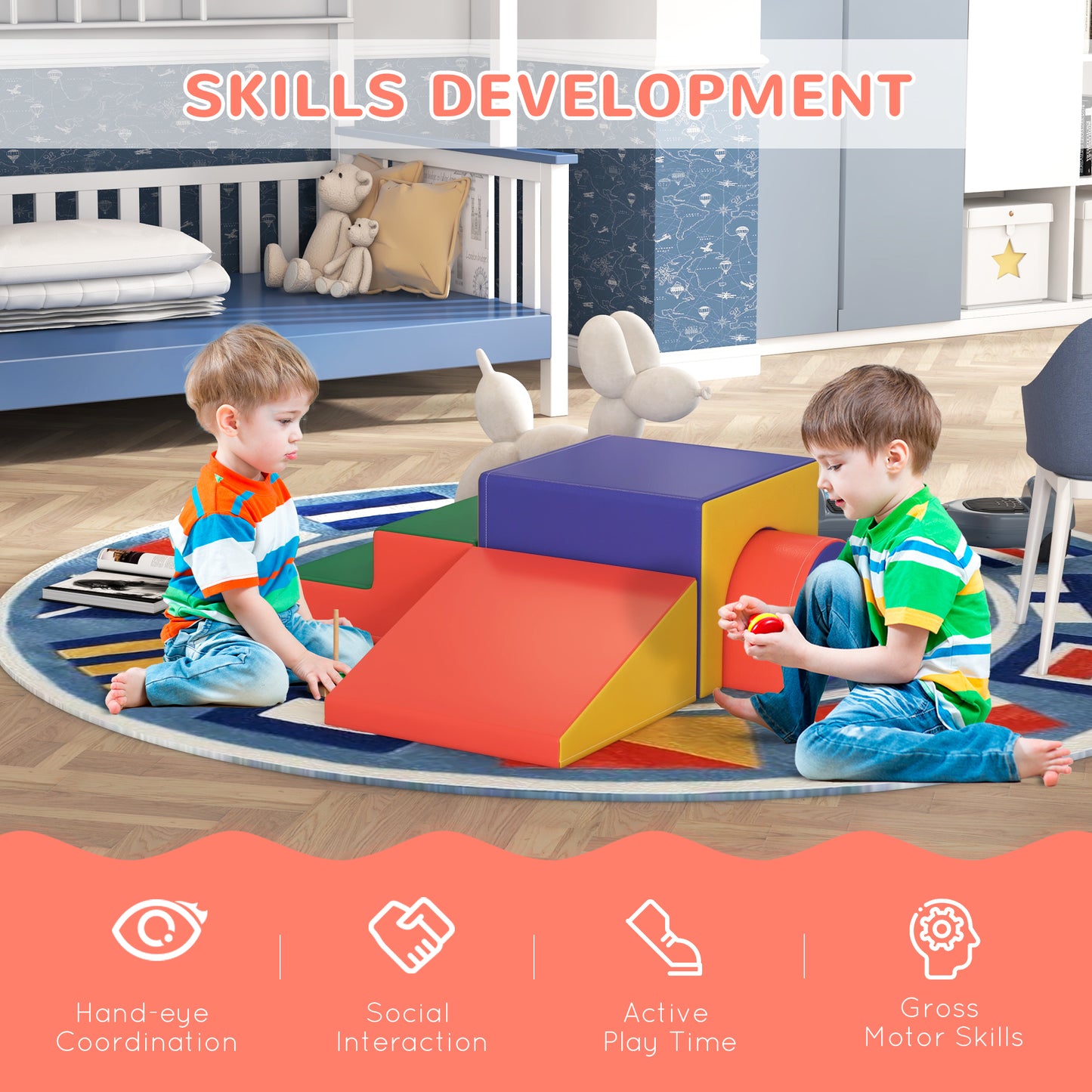4-Piece Soft Play Set for Toddlers 1-3 Years