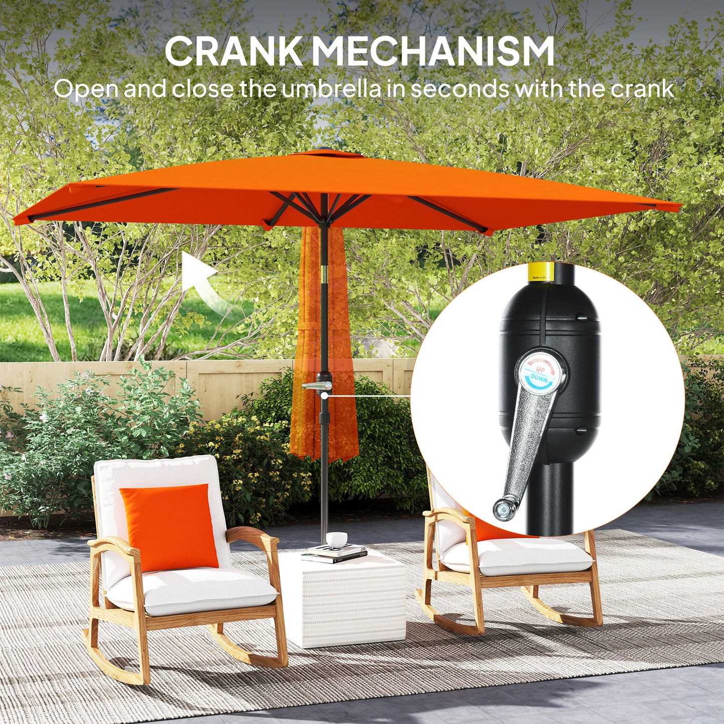 3x2m Garden Parasol Umbrella with Aluminium Pole, Tilt and Crank