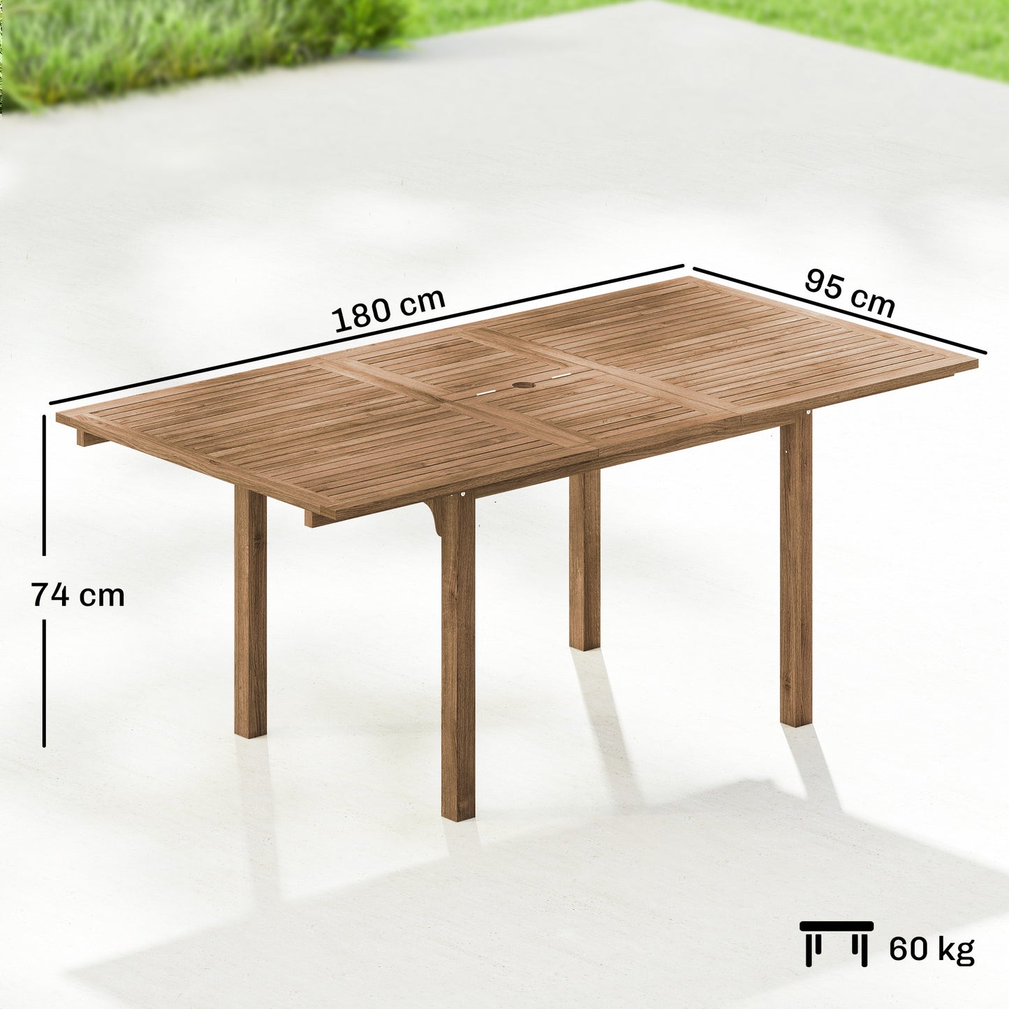 Extending Garden Table, Outdoor Dining Table for 6-8