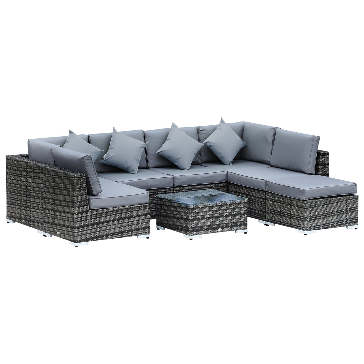 8 Piece Rattan Corner Sofa Set with Wide & Deep Seat