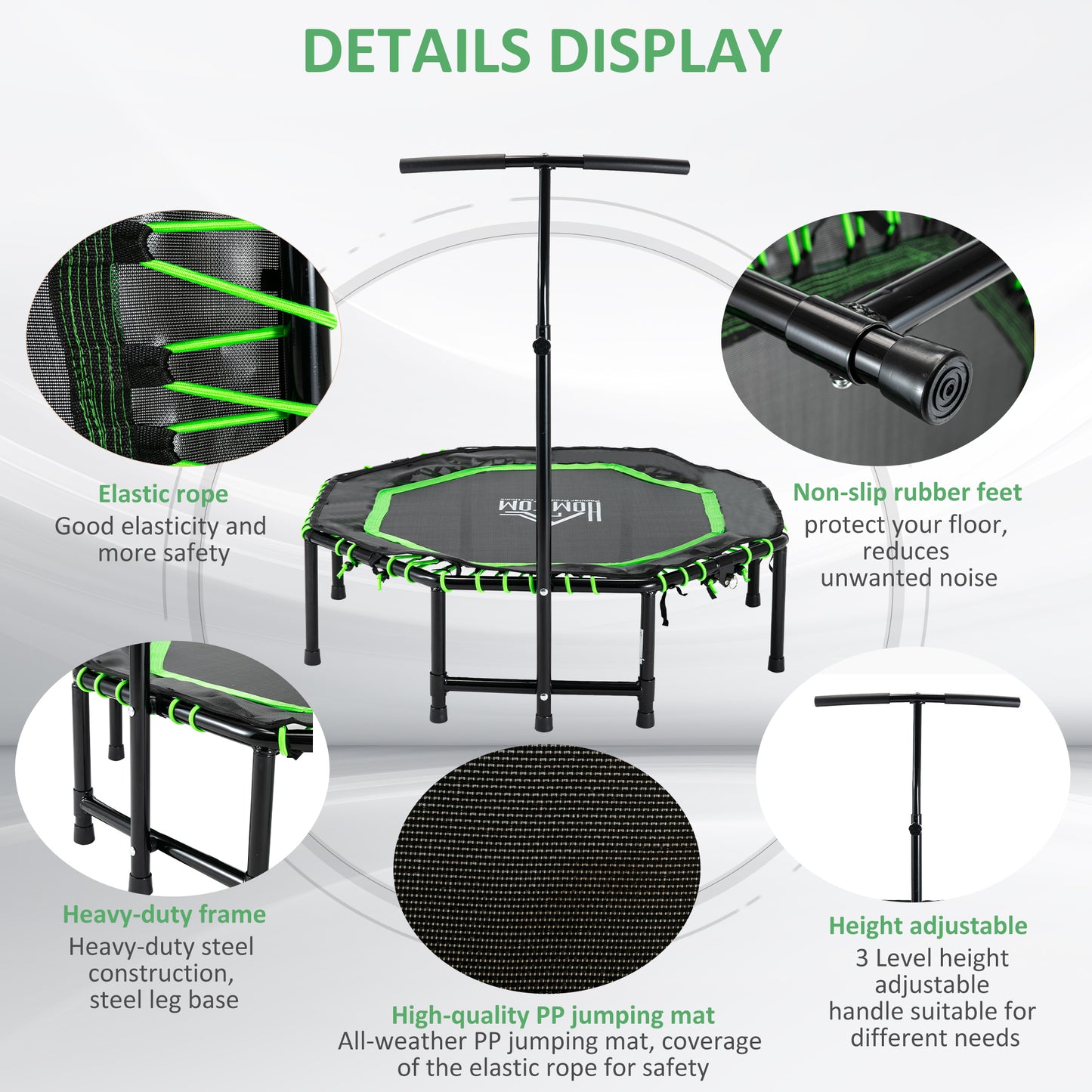 48" Octagonal Mini Fitness Rebounder Trampoline Indoor Outdoor