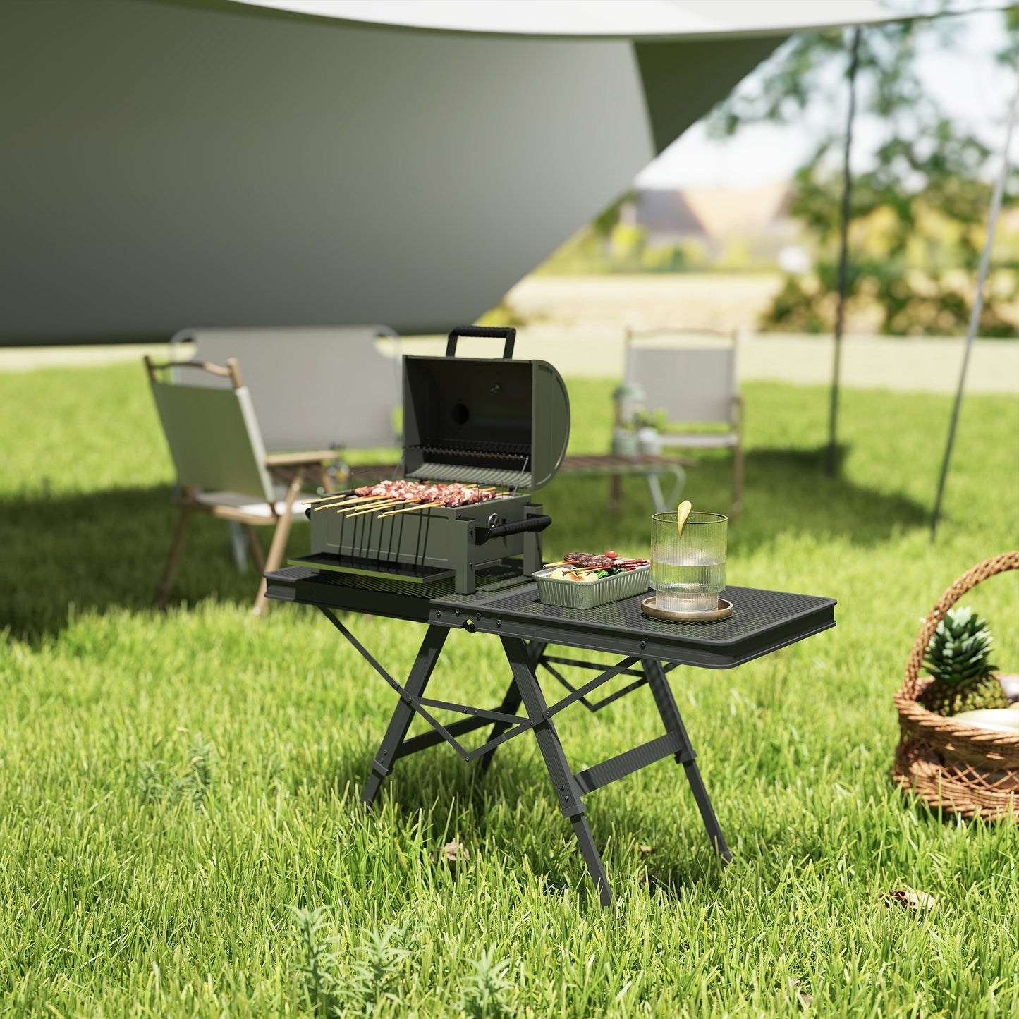 3 ft Folding Camping Table w/ Adjustable Heights