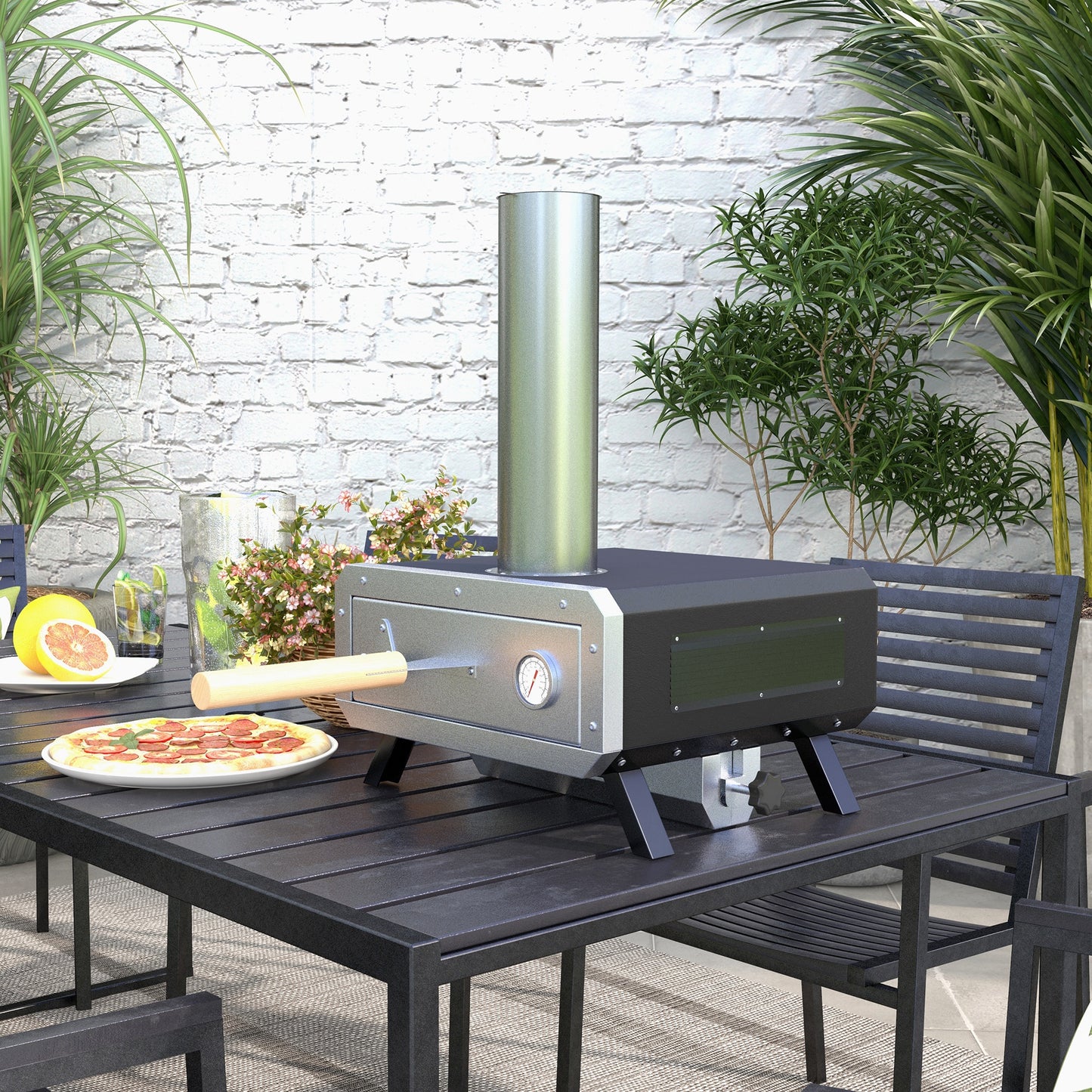Portable Wood Pellet Pizza Oven with 12" / 30cm Rotating Pizza Stone