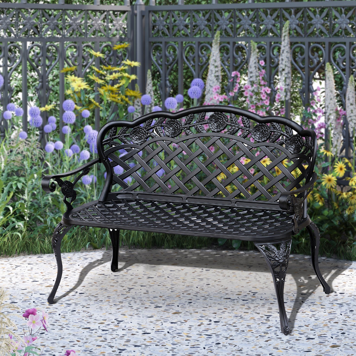Garden Bench, Cast Aluminium, 107Lx58Wx85H cm