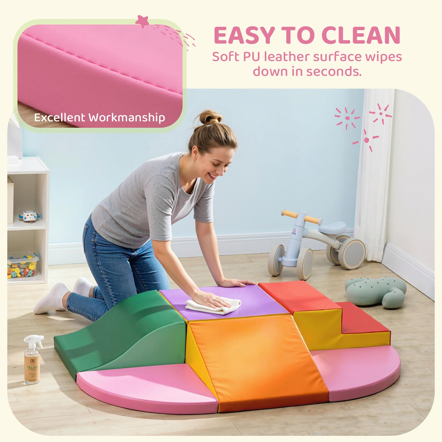 6 Piece Soft Play Equipment for Kids Climb and Crawl