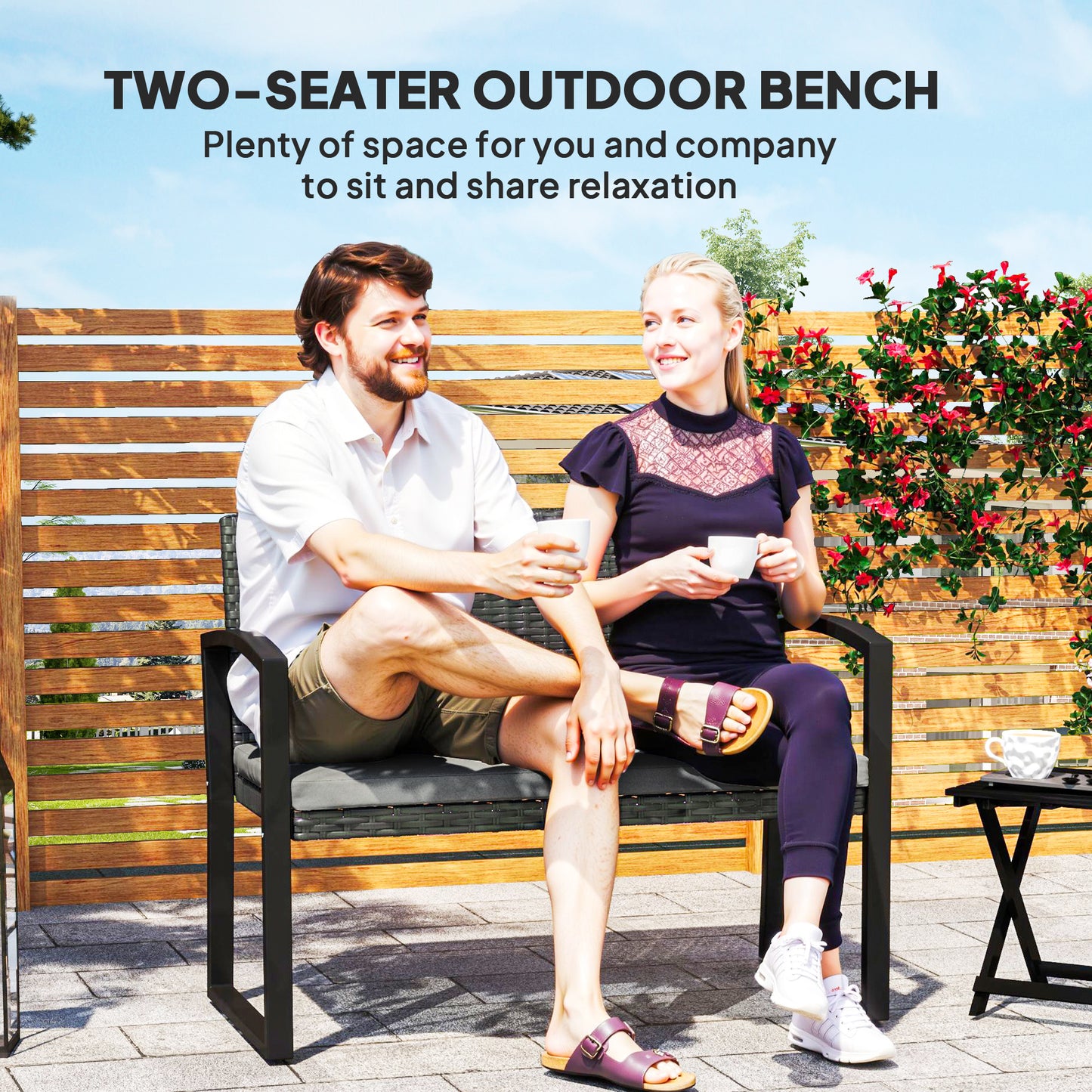 Two-Seater Rattan Garden Bench