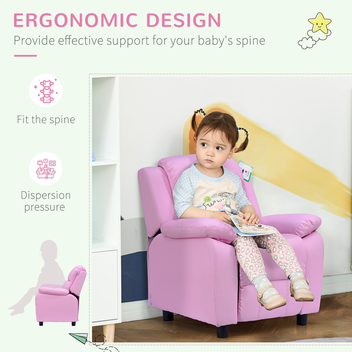 Kids Sofa Armchair Toddler Recliner Children's  Chair Lounger Games