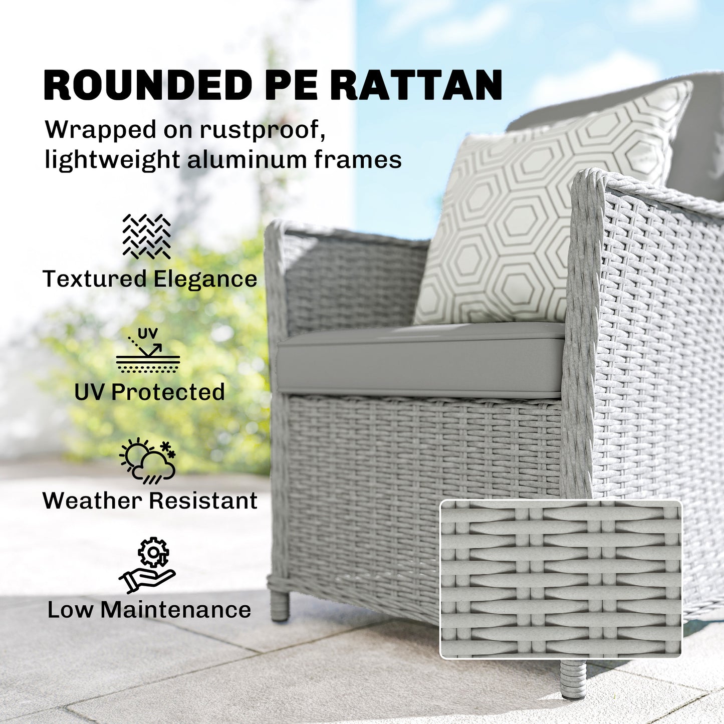 Rattan Dining Set with Turntable