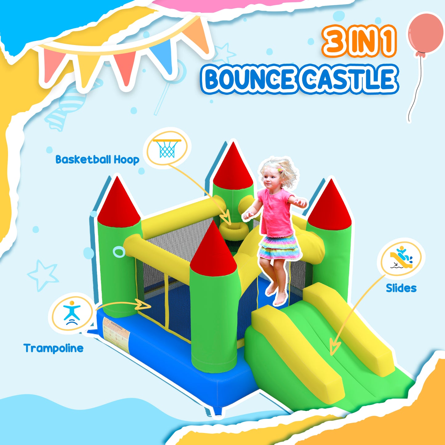 Nylon Inflatable Bouncy Castle, Fire and Water Resistant