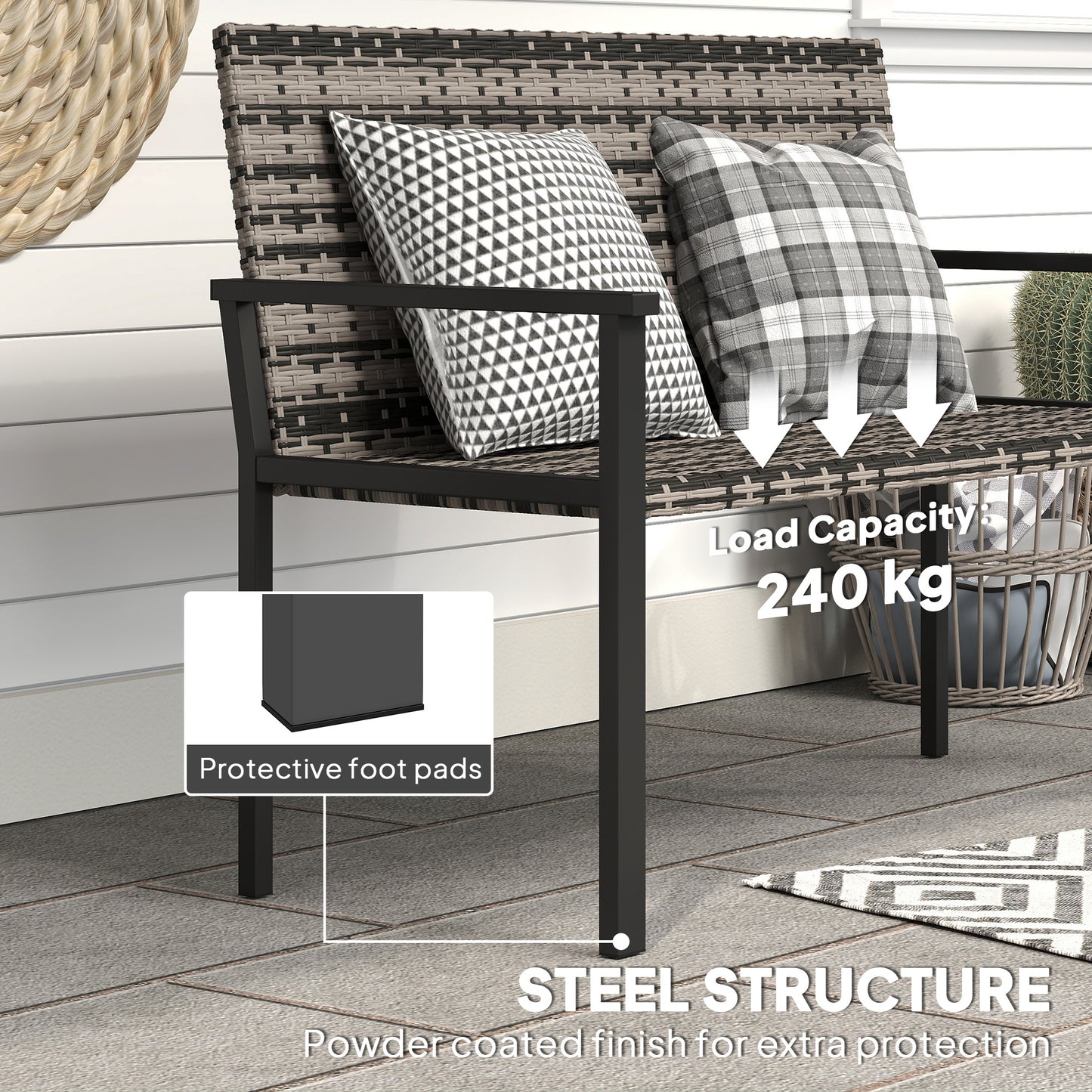 Two-Seater Rattan Bench