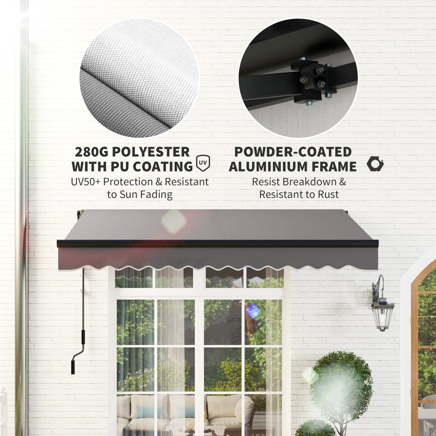 2.5 x 2m Electric Awning with LED Light and Remote Controller
