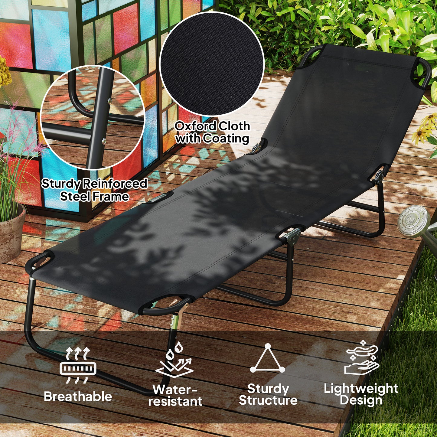 Garden Sun Lounger, with Five-Position Back (3)