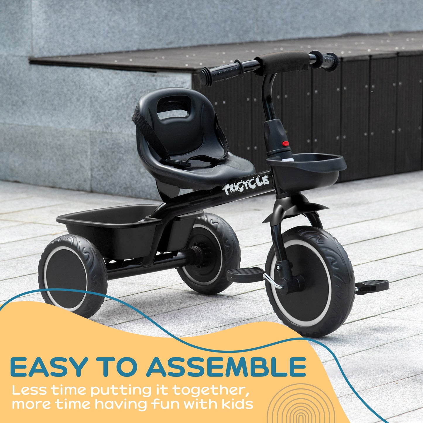 Kids Trike for 2-5 Years with Adjustable Seat, Pedal, Baskets