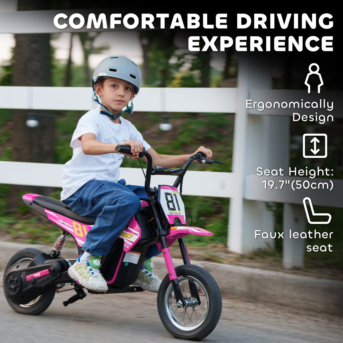 Kids Electric Motorbike, 24V Ride On Motorcycle with 3 Speeds