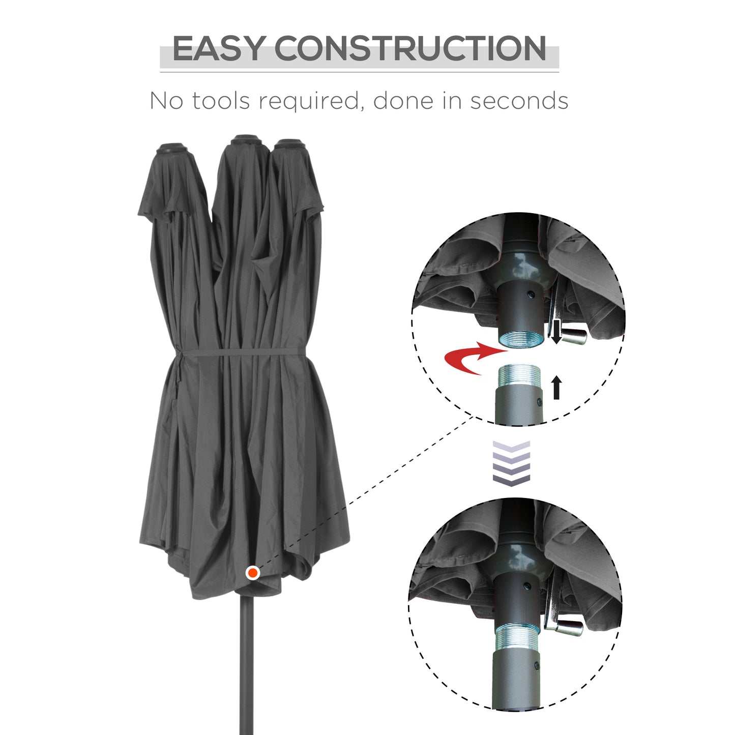 4.6M Sun Umbrella Canopy Double-sided Crank Sun Shade w/ Cross Base (1)