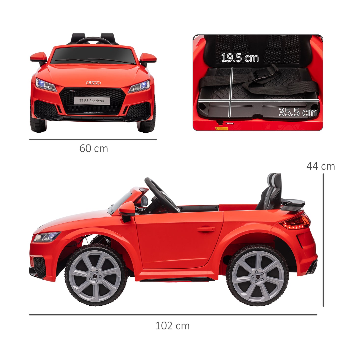 Kids Licensed Audi TT Ride-On Car 12V Battery w/ Remote Suspension (1)