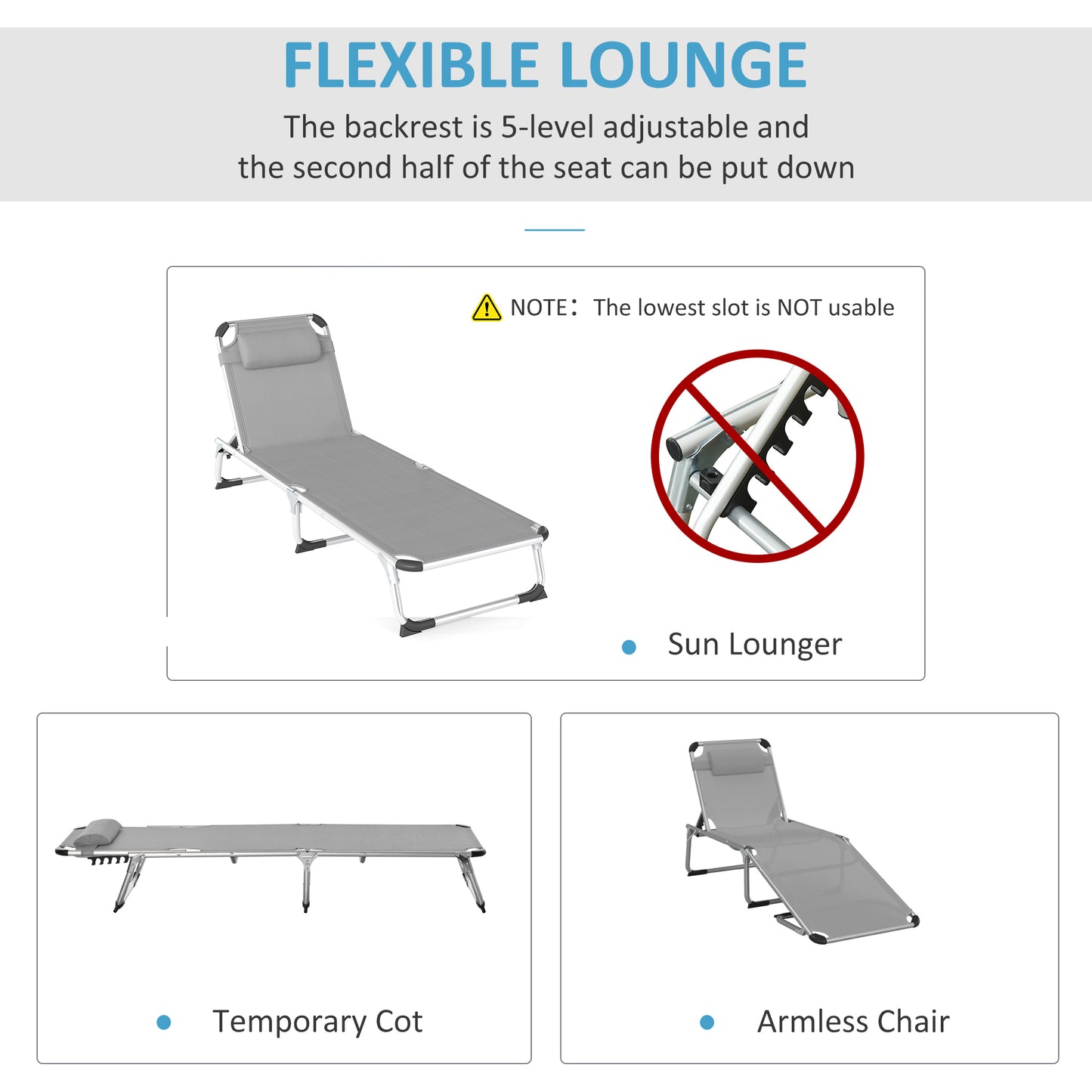 Foldable Outdoor Sun Lounger Set of 2