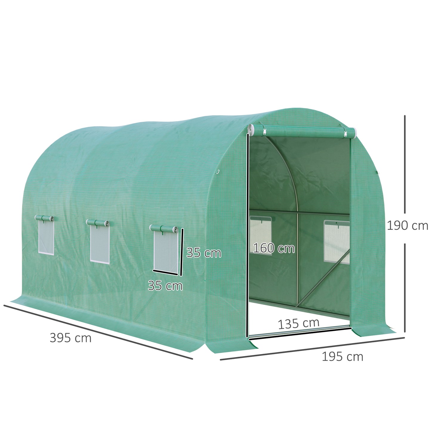 4 x 2 x 2 m Polytunnel Greenhouse with Roll-up Door