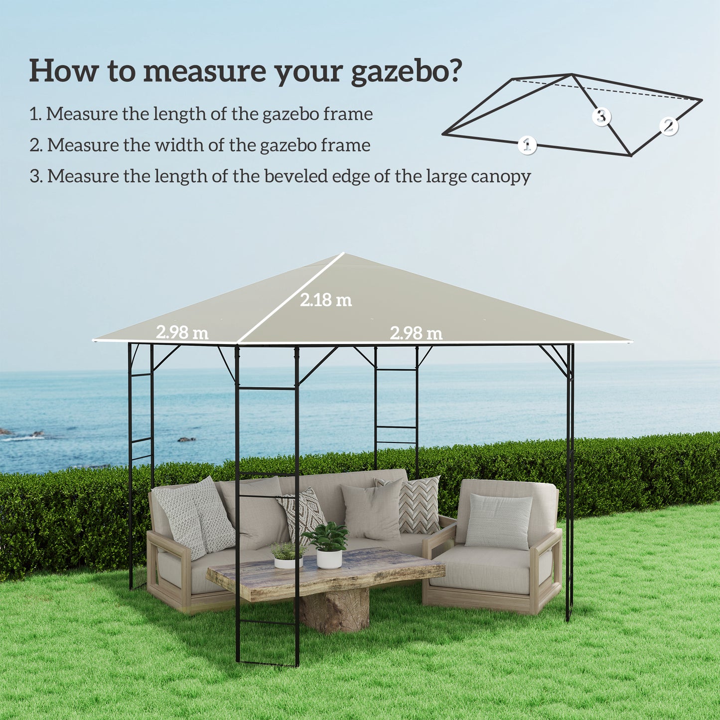 3 x 3(m) Gazebo Canopy Replacement, for 01-0867