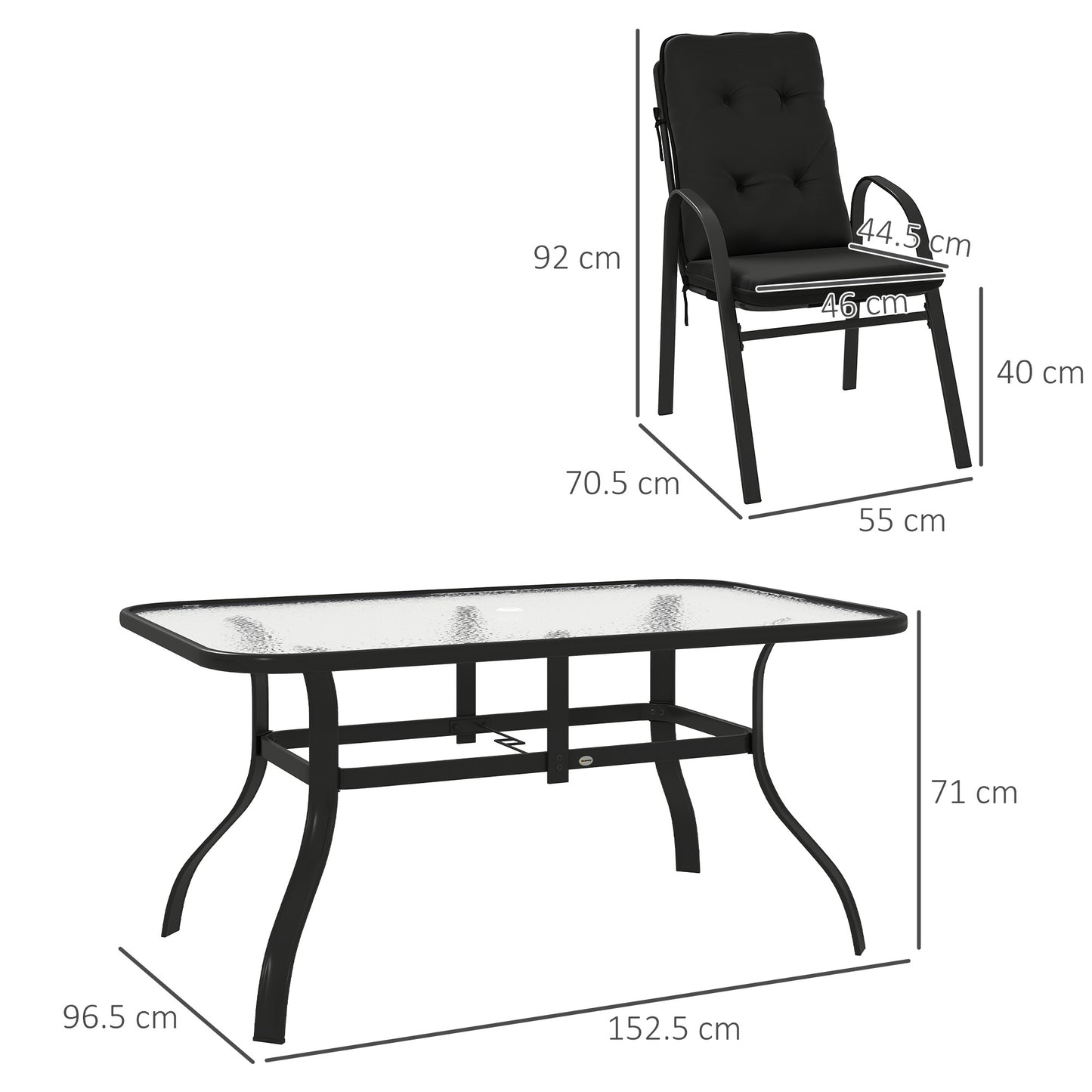 Seven-Piece Garden Dining Set with Cushions
