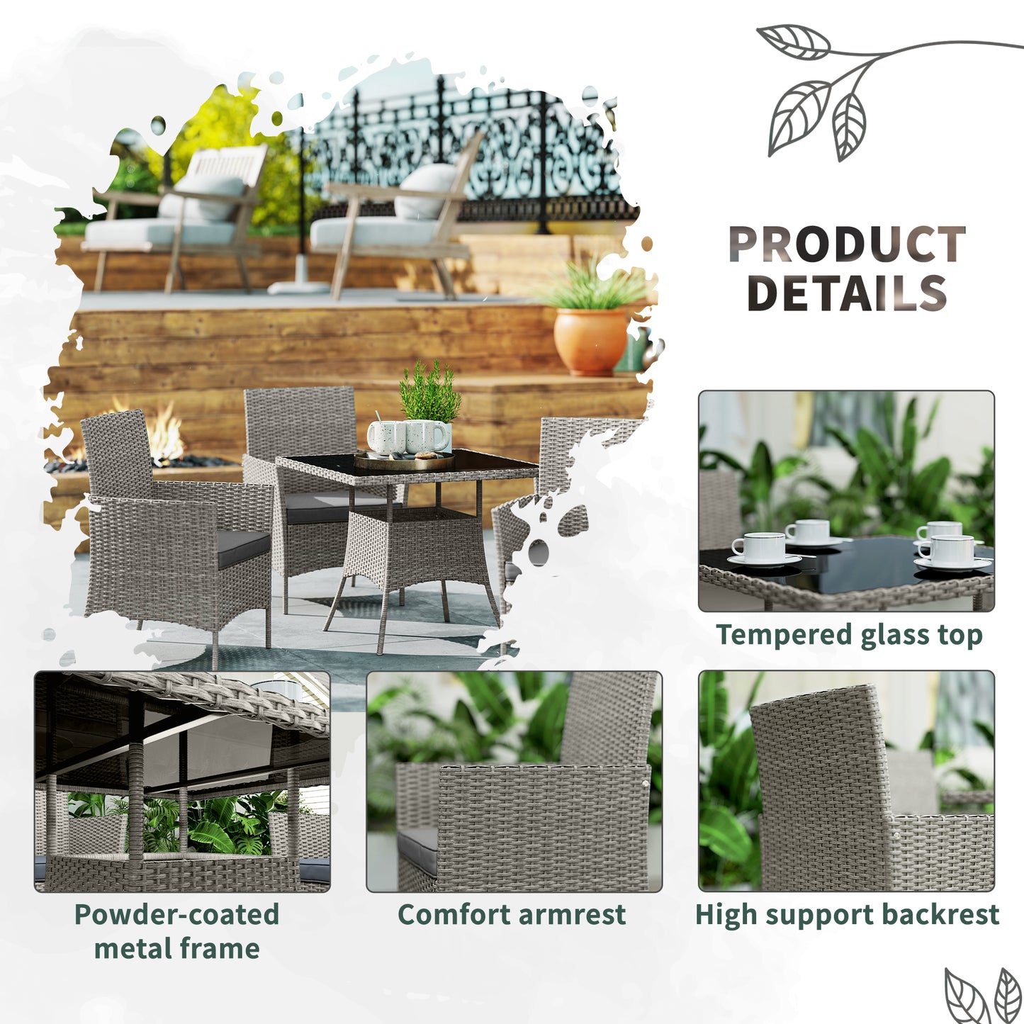 Five-Pieces Rattan Dining Set