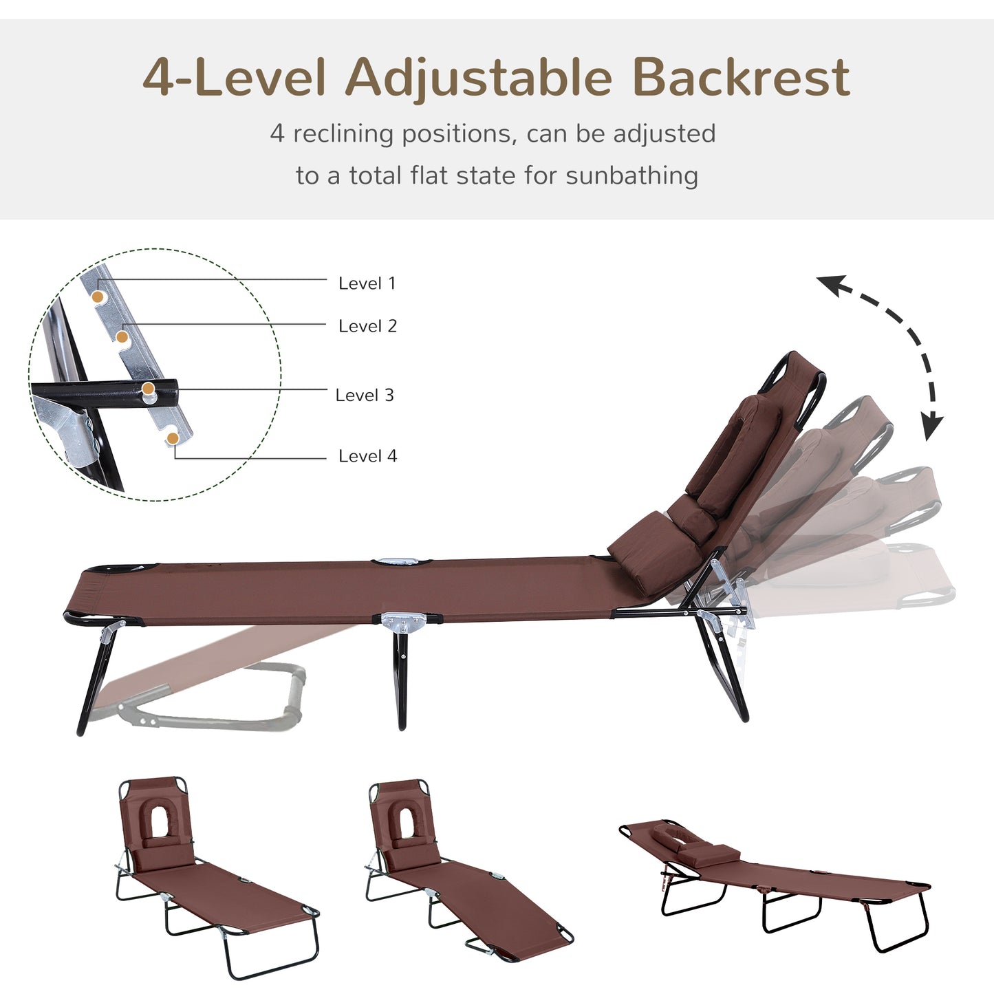 Folding Sun Lounger with Face Hole