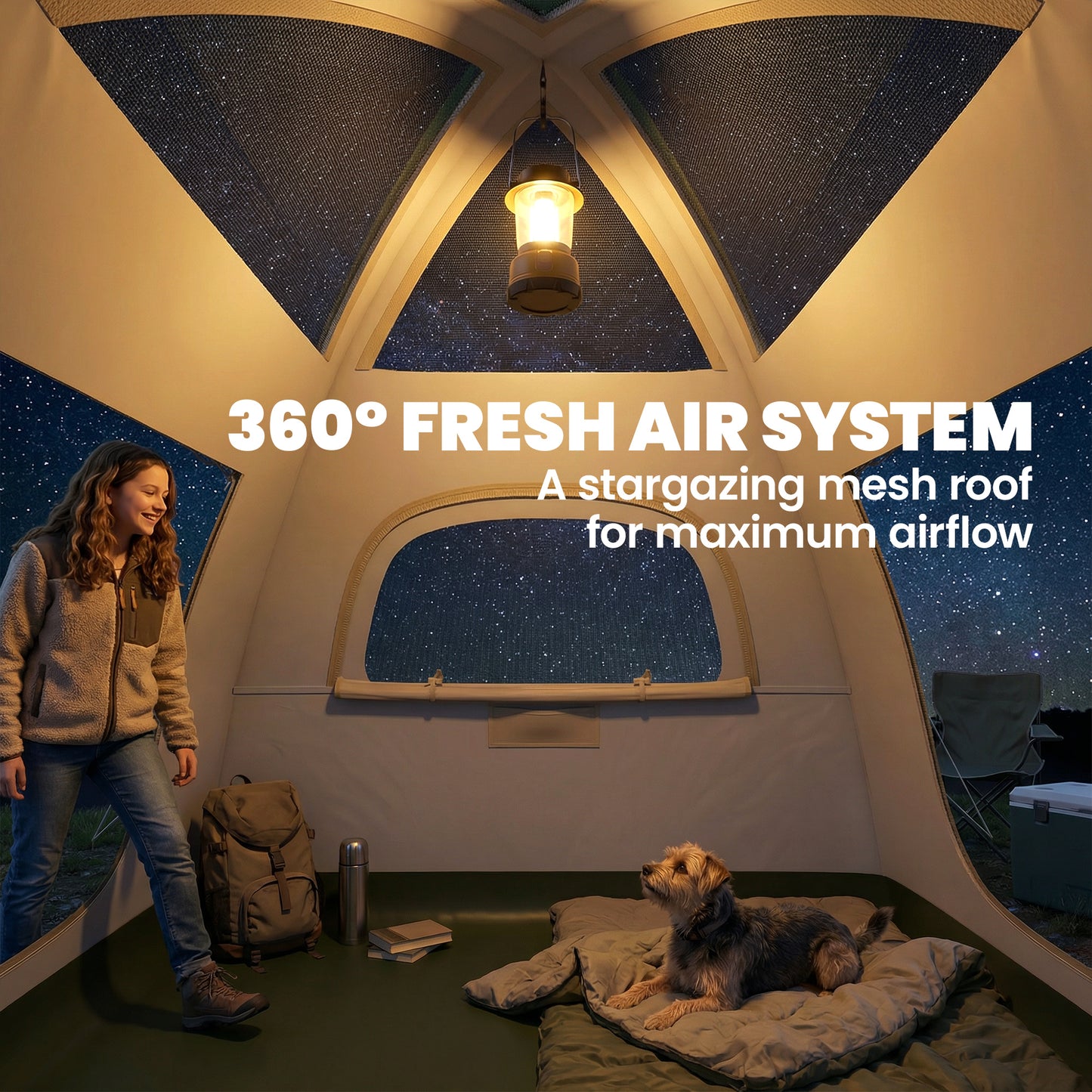 Inflatable Camping Tent with Rainfly